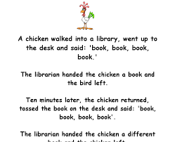 Father and mother tell their sides of the story; Clean Joke A Chicken Walked Into A Library Clean Jokes Funny Long Jokes Clean Funny Jokes