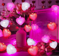 Amazon.com: TURNMEON 10 Ft 20 LED 3D Heart Garland Lights, Pink Red White  Valentine's Glitter Heart String Lights, Battery Operated Valentines Decor  ...
