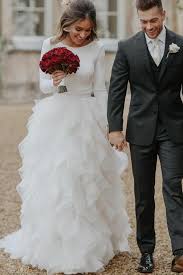 Spandex Long Sleeves Wedding Dresses With Tiered Tulle Skirt Long Wedding Dress Tulle Long Wedd Plain Wedding Dress Plus Wedding Dresses Long Gown For Wedding