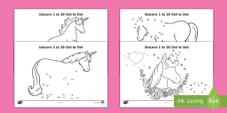 Medium connect the dots with numbers. Unicorn Dot To Dot 1 To 20 Worksheets Templates Twinkl
