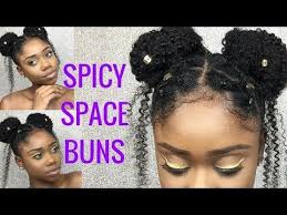 Cute Hairstyle For Short 4c B A Natural Hair Spicy Space Buns Better Lengths Clip Natural Hair Styles Short Natural Hair Styles Medium Curly Hair Styles