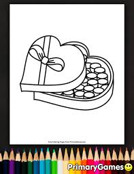 A valentine coloring page of a heart with a box of chocolates and a rose clip art images. Pin On Coloring Pages