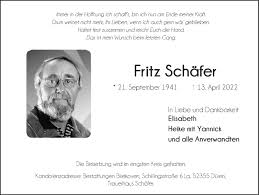 Traueranzeigen von Fritz Schäfer