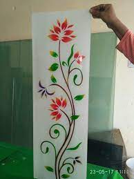 Installation was easy & it looks great. Pin By Shri Mahadev Glass Arts On Door Glass Design Window Glass Design Glass Painting Designs Floral Wall Stencil