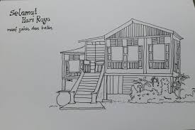Traditional Malay House My Drawings Daily Drawing Drawings