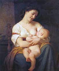 MOTHER AND CHILD BREASTFEEDING FRENCH PAINTING BY HUGUES MERLE REPRO | eBay