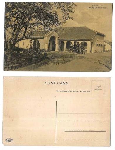 British INDIA Picture Postcard CAVALRY (Military) OFFICER'S MESS MHOW C.I. Tonga Horse Cart The Phototype Bombay Printed at Luxemburg Corner Blunt