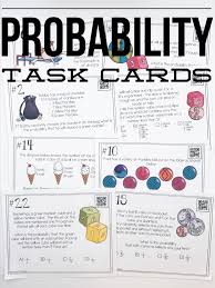 These Probability Task Cards Were The Perfect Hands On Practice Activity To Help My 7th Grade Math Probability Activities Probability Worksheets 7th Grade Math