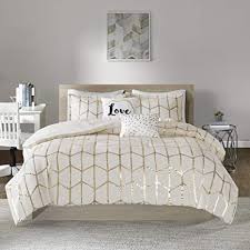 Shop wayfair for all the best ivory & cream queen comforters & sets. Amazon Com Intelligent Design Raina Comforter Set Full Queen Ivory Gold Home Kitchen