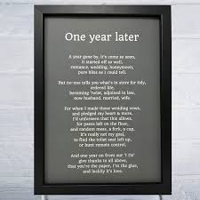 40 unique paper presents for the first year 2020 (includes gifts for husband or wife). First Wedding Anniversary Gift One Year Later Poem Funny For Husband For Wife Paper Anniversary 1st Wedding Home Kitchen Artwork Springcanyonwsd Com