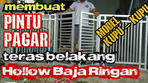 Pintu gerbang minimalis kini hadir dengan berbagai macam jenis model dan bahan pembuatnya. Membuat Pintu Pagar Teras Belakang Dari Hollow Baja Ringan Model Kupu Kupu Youtube