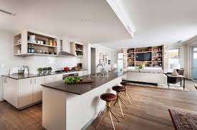 white wall kitchen living room