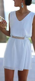 Lovely White Dress With Gold Belt Fashion Summer Dresses Pretty Dresses