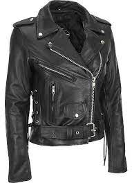 Women Black Brando Belted Biker Motorcycle Leather Jacket Leather Jacket Leather Motorcycle Jacket Leather Jacket Black