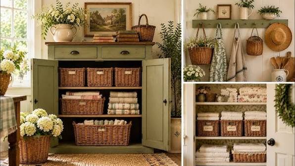 🧺 Small Cottage Storage Ideas for Baskets, Cupboards & Beautiful Farmhouse Organization