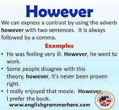 Using However In English In 2020 Learn English Vocabulary Conversational English English Grammar