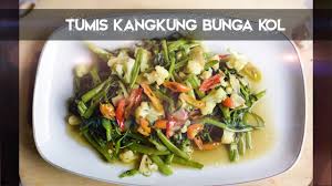 Resep cah kangkung ada banyak, salah satu resep favorit yang bisa anda coba adalah terasi ketumbar tumis. Resep Tumis Kangkung Bunga Kol Yang Gampang Dan Simpel Resep Rumahan Youtube