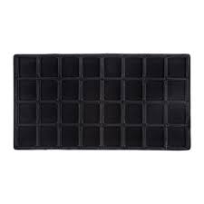 Amazon.com: SSWBasics 32 Section Black Flocked Tray Insert - 14" L x 7-1/2"W - Set of 3 | Velvet-look molded compartments organize and display jewelry charms, beads, and craft supplies; tray insert