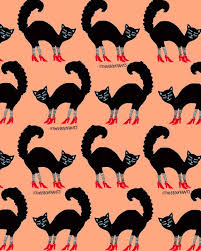 Some Curious And Funny Patterns By Bouffants And Broken Hearts Cute Illustration Inspirational Artwork Halloween Cat