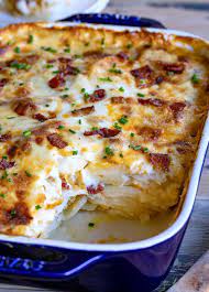 Ham potato casserole wtih crunky riced krispie cereal topping and a cheesy hash brown center is the best ham potato bake side dish ever! Loaded Scalloped Potatoes Mom On Timeout