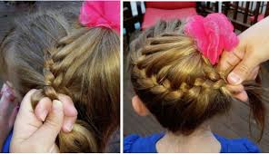 Start at the right side of her head and pick up 3 small pieces of hair.; 17 Lazy Hairstyle Ideas For Girls That Are Actually Easy To Do