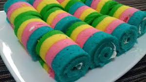 Roll cake) adalah kue bolu yang dipanggang menggunakan loyang dangkal, diisi dengan selai atau krim mentega kemudian digulung. Cara Membuat Bolu Gulung Mini Rainbow Kukus Youtube