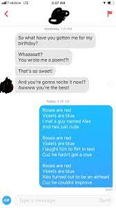 Ver las letras de roses are red y escuchar 300 motion pictures, a month of sundays, angela, bring me down, conversations y más canciones! Roses Are Red Violets Are Blue Poetry Aint My Flex But It S So Easy To Roast You Tinder