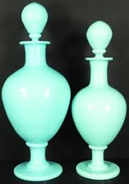 Glass apothecary jars glass bottles mason jars wine bottles fourth of july decor cobalt glass painted vases milk paint bottle crafts. Lot Art Pair Of Blue Opaline Milk Glass Apothecary Jars