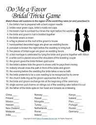 Whether you use these as examples of what's appropriate or if you are looking for a few questions to use, here's a list of popular examples. Wedding Wedding Trivia Printable Wedding Games Trivia