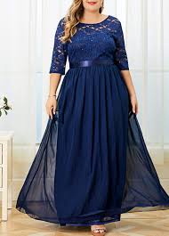 Plus Size Lace Panel V Back Dress Modlily Com Usd 41 03