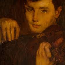 Early 20th Century Portrait of a Young Man Oil Painting by Leonard Watts