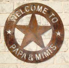 Flat Lone Star Ring Personalized Decorative Iron Wall Art Iron Wall Art Rustic Star
