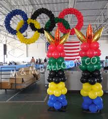Olympic Rings Torches Balloon Decorations Custom Printed Balloons Olympic Theme Party