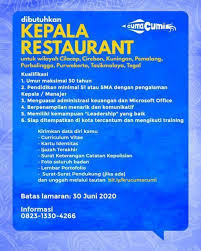 Demikian info loker indomaret tasikmalaya dari situs lokerhariini.com, selamat melamar dan semoga berhasil menemukan. Lowongan Kerja Kepala Restaurant Mei 2021