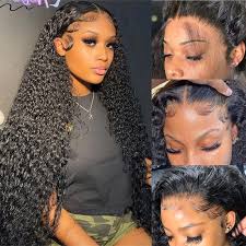 Amazon.com : Deep Wave Lace Front Wigs Human Hair Pre Plucked 13x4 Lace  Frontal Wigs For Women With Baby Hair 180% Density Wet and Wavy Transparent  Brazilian Human Hair Wig Pre plucked