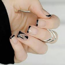 Simple Black And Clear Nails Simple Black And Clear Design Classic Nails Nail Designs Nail Art Designs