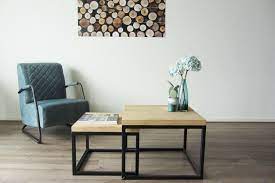 eikenhouten salontafelset vierkant met stalen frame vierkante salontafel 50x50 vierkante salontafel 60x60 boomstam tafel vierkante salontafels salontafel