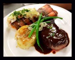 Convention Center Gourmet Grilled Lobster Tail Basted With Beurre Noisette Black Angus Filet Mignon With Grilled Lobster Tail Grilled Lobster Potato Gratin
