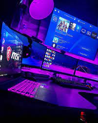 Pc And Console Gaming Setup Gaming Room Setup Video Game Room Design Video Game Rooms