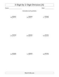 The answer from the above operation is multiplied by the divisor. Division Worksheets