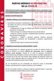La comunidad valenciana tiene en estos momentos 385.658 personas confirmadas de coronavirus, ha aumentado el número de enfermos confirmados en 11.593 desde el día anterior. Nuevas Medidas De Prevencion De La Covid 19 Fvmp