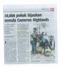 Pencemaran alam sekitar boleh didefinisikan sebagai sesuatu perkara yang mengotorkan alam sehingga boleh menjejaskan ekosistem di muka bumi ini. 10 000 Pokok Hijaukan Semula Cameron Highlands
