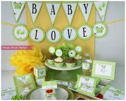 Baby Shower Decorations Printable Set Gender Neutral Green Etsy Baby Shower Unisex Baby Shower Gender Neutral Baby Shower