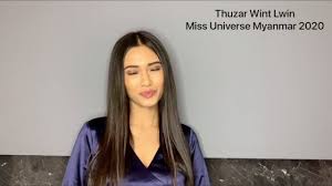 Lwin held up a pray for myanmar sign, addressing her country's current political crisis. Miss Universe Myanmar S Miss Universe Myanmar
