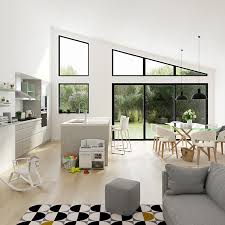 Cuisine ouverte sur un salon tout en gris pour contraster sur le fond blanc. Cuisine Ouverte Sur Le Salon Le Guide Blog But