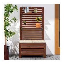 Applaro Bench W Panel And Shelves Outdoor Brown Stained Brown Ikea Used Outdoor Furniture Ikea Outdoor Outdoor Shelves