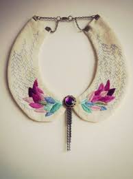 Peter Pan Embroidered Collar Statement Necklace Embroidery Jewelry Gift For Her Embroidered Collars Collar Necklace Embroidered Necklace