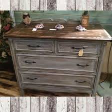 4 Drawer Dresser Distressed Grey With Dark Walnut Stained Top 149 99 Distressed Bedroom Furniture Distressed Dresser Grey Distressed Furniture