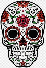 Skulls are just one of the day of the dead symbols and their colorful decoration directs the focus to the cycle of life. Yellow Blue And Black Calavera Illustration Calavera Day Of The Dead Death Party Mexico Party Holidays Flower Human Skull Symbolism Png Pngwing