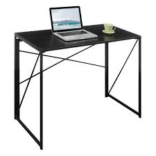 Seats up to four people. Convenience Concepts Xtra Folding Desk In Black Wood Top And Black Metal Frame 090110blbl